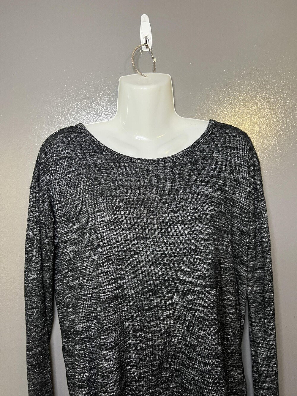 Gap Shirt Womens Petite Small Charcoal Gray Boat Neck Long Sleeve Stretch Top